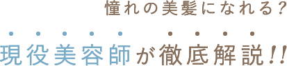 憧れの美髪になれる！？ 現役美容師が徹底解説